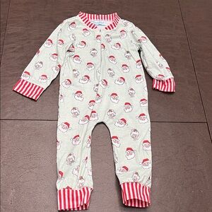 Santa Print Baby Onesie with Red Stripes